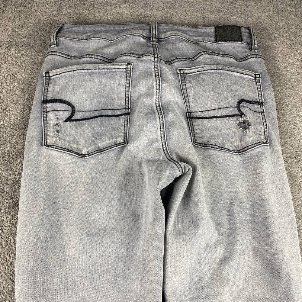 American Eagle Super Stretch Hi-Rise Jegging Pants Womens 12 R‎ Gray Distressed - Picture 11 of 15